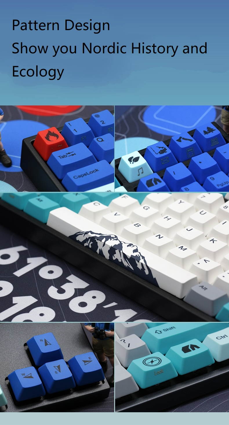 Varmilo  Ergonomic Design, Cool Exterior 87 Keys USB Wired Cable Detachable Cherry MX Mechanical Gaming  Keyboard With White Backlit For Office And Game, PBT Keycaps - VA87M Nordic Summit Verison