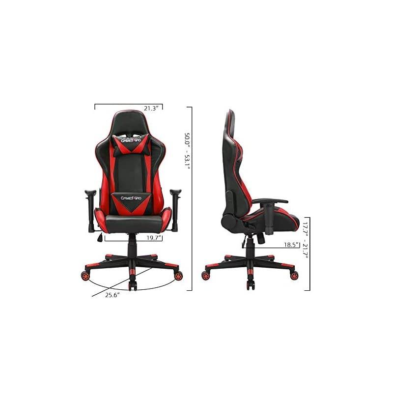 Back PU Leather Swivel Gaming Chair with Adjustable Lumbar Support Headrest Footrest Video Game Chair Racing Office Chair (Bule)