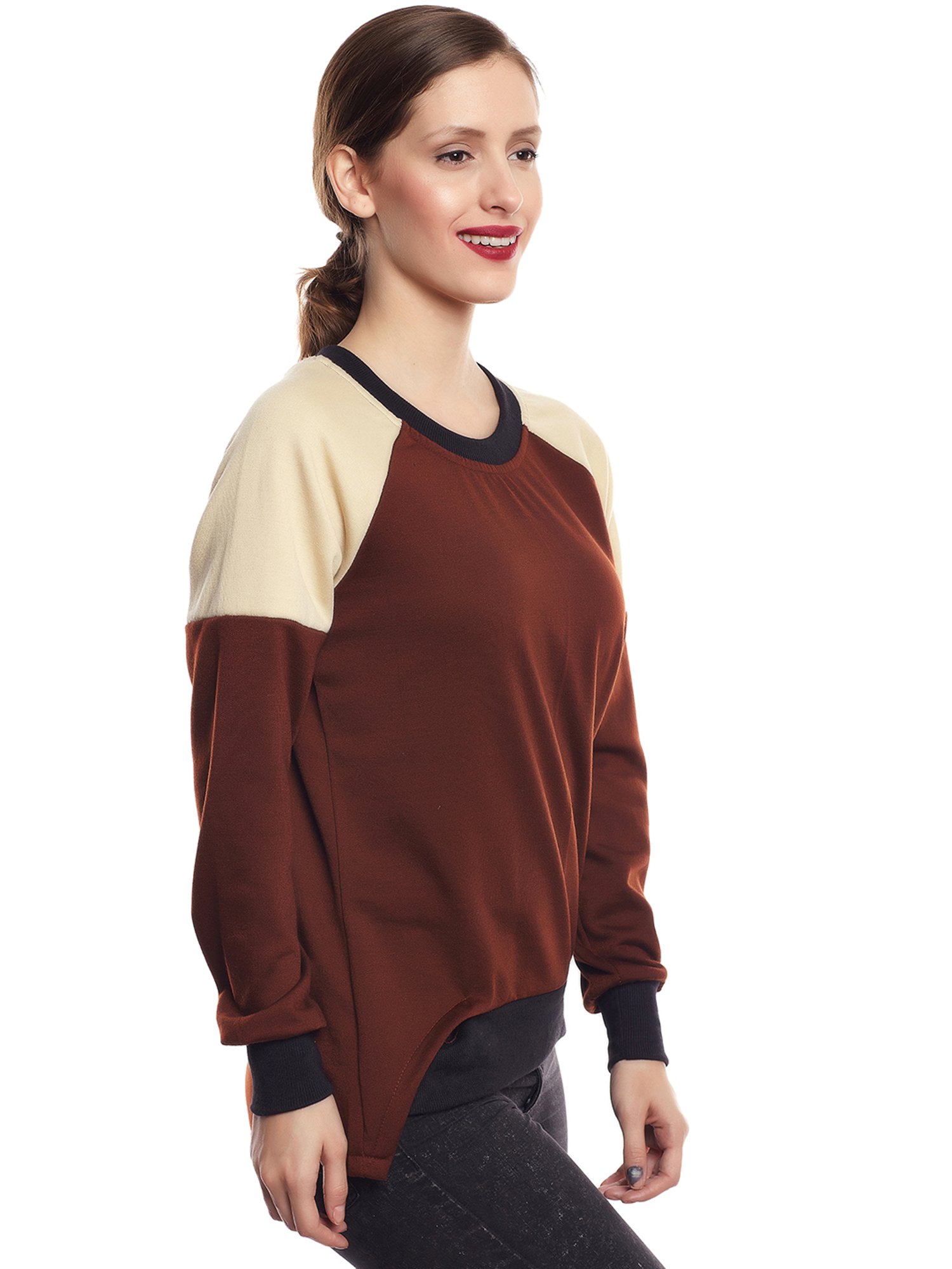 Belle Fille Brown Full Sleeves Sweatshirt