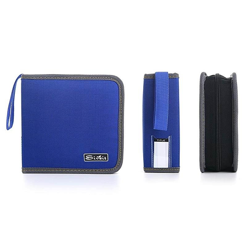 CD DVD Case, 36 Capacity CD DVD VCD Disc Case Wallet Holder Binder Bag Storage for Car Home Travel (Blue)