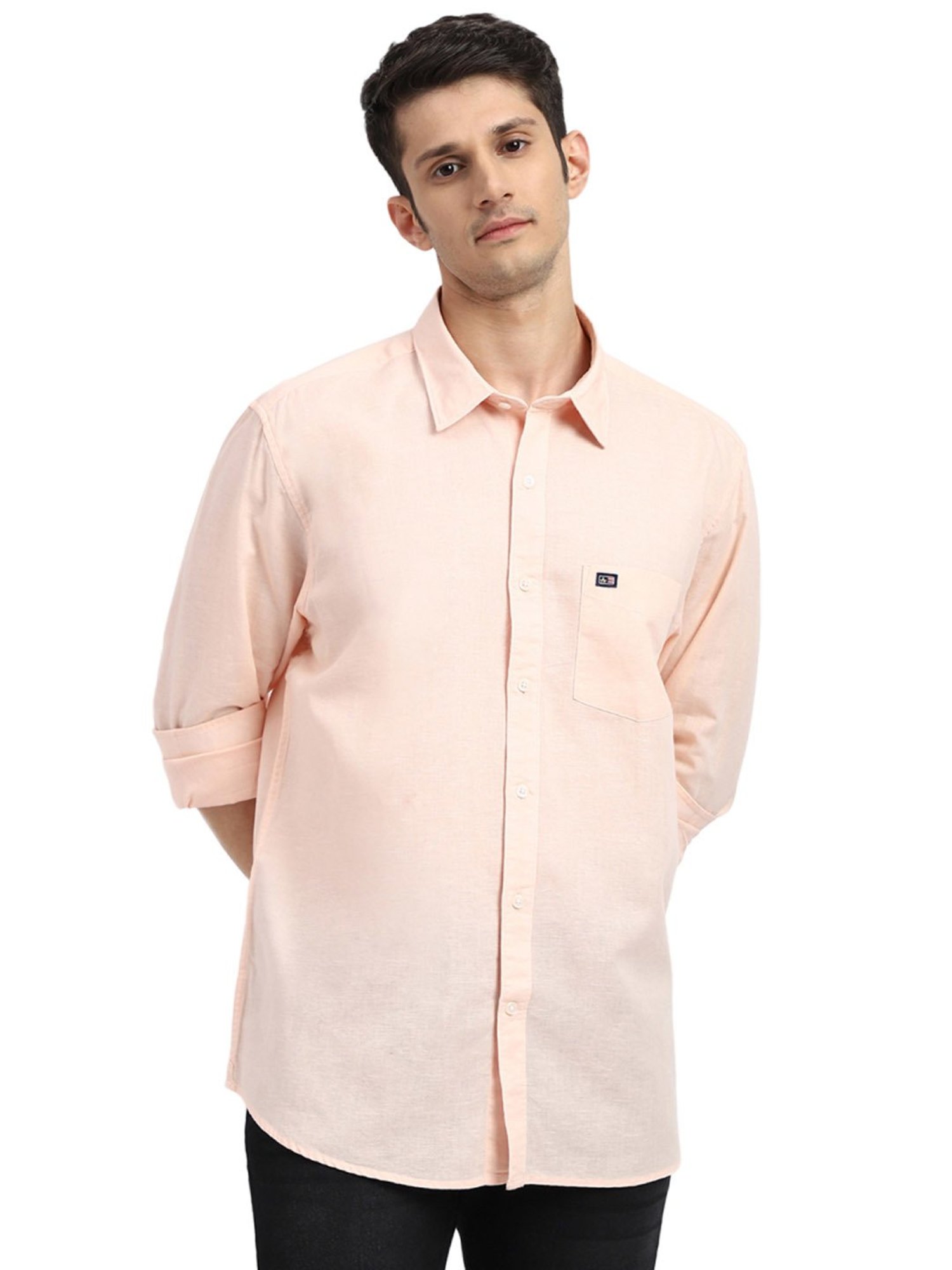 Arrow Peach Cotton Slim Fit Shirt