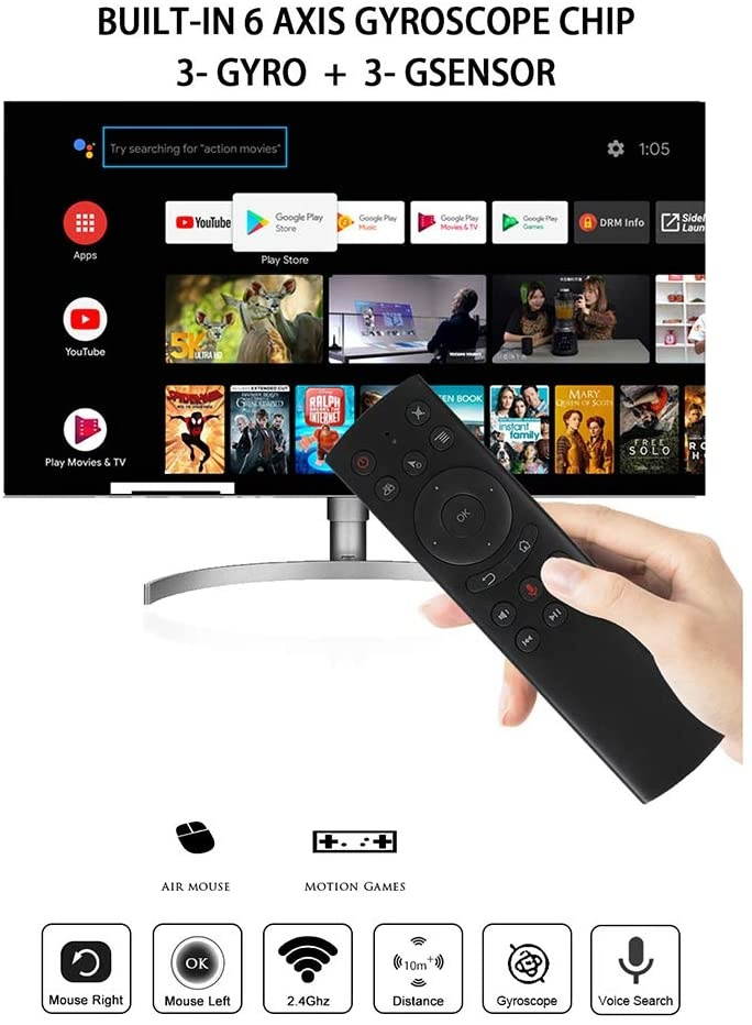 Strqua Air Mouse with 2.4G Wireless Voice Control Sensor, G20s Voice Remote Control for PC Android TV Box.