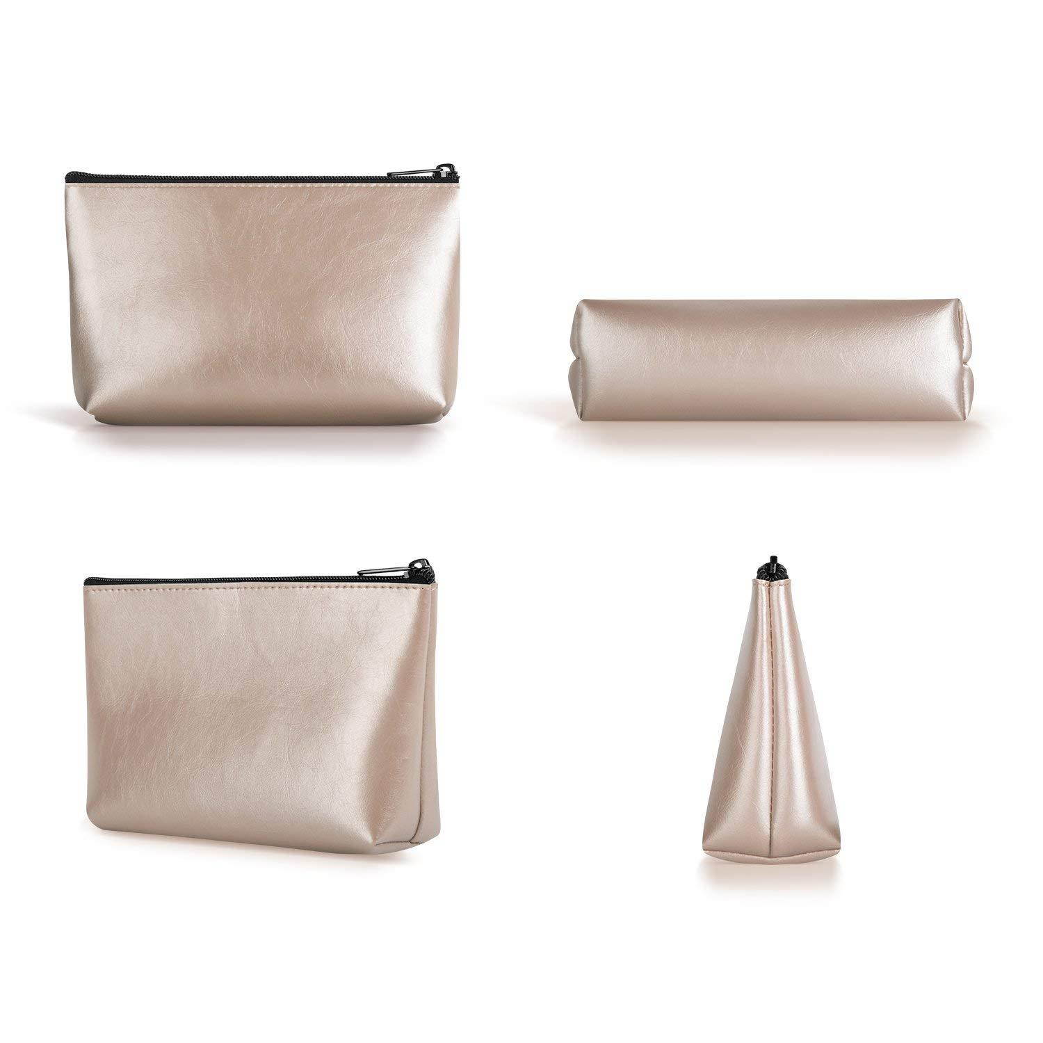 Ayotu PU Leather Lightweight Waterproof Portable Storage Pouch Bag Case Accessories Organizer, Electronics Accessory Travel Organize Case, Cable Management Hard Drive Bag - Gold