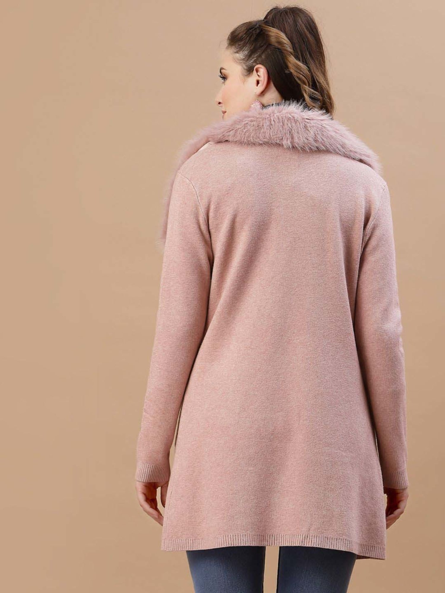 Mafadeny Peach Plain Shrug