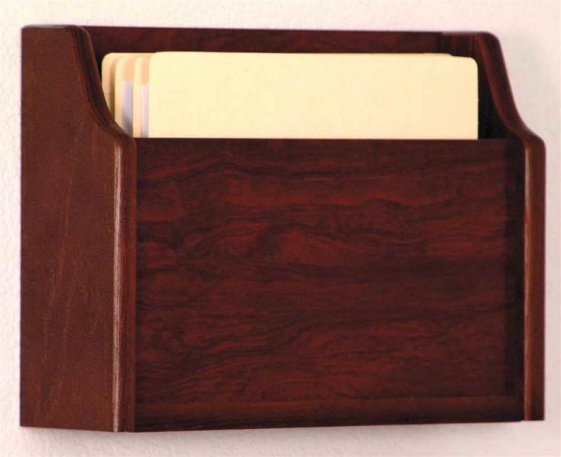 Wooden Mallet Home Office Deep Pocket Letter Size File Holder Wall Display Storage Rack Furniture Mahogany