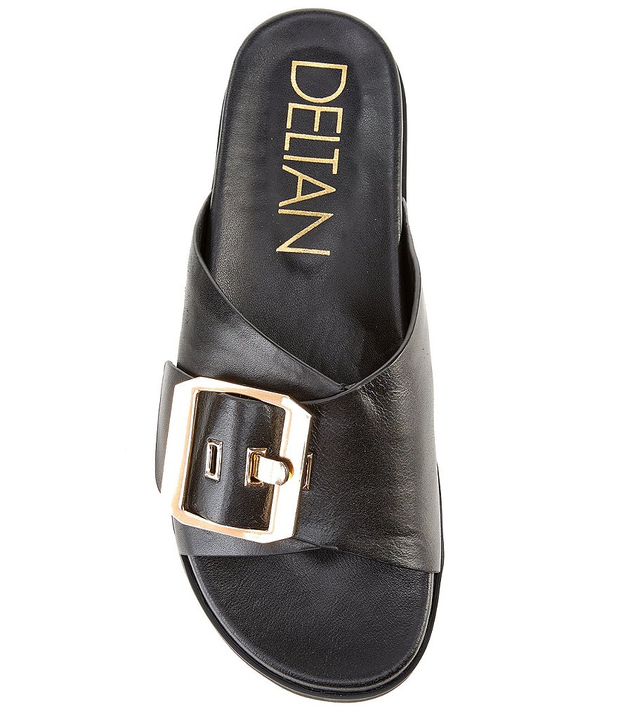 Deltan Benson Leather Buckle Lug Sole Slides