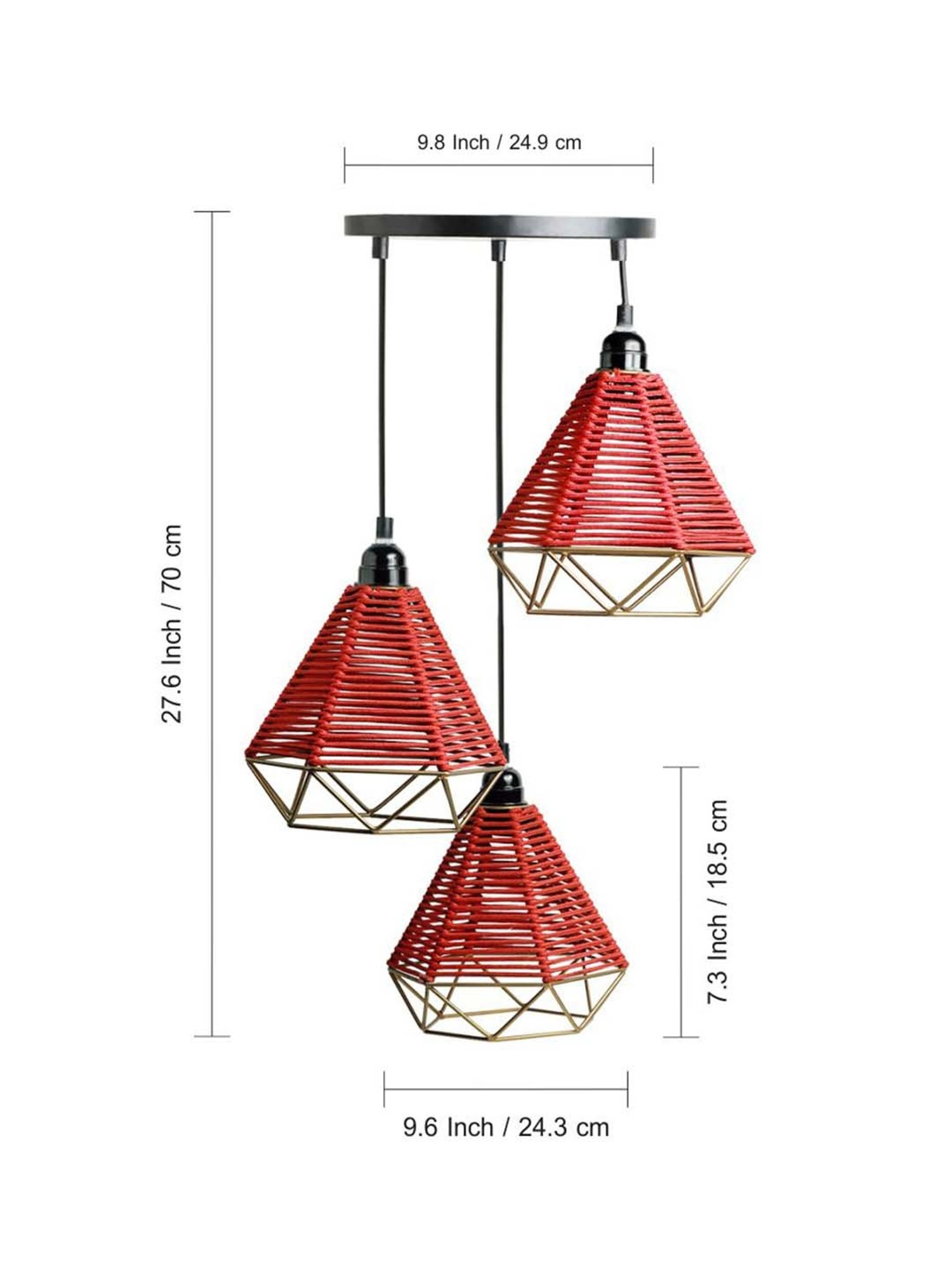 ExclusiveLane Elegance Black Iron Handwoven Adjustable Chandelier With Hanging Lamp Shades