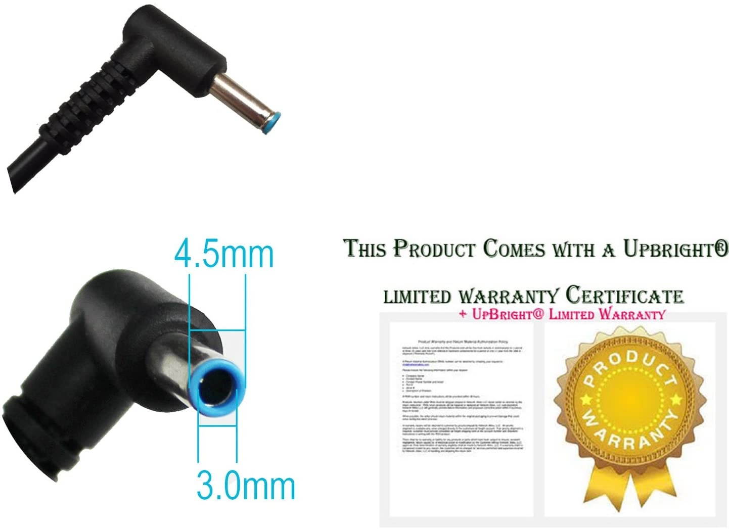UpBright New 19.5V 3.33A 65W AC/DC Adapter Replacement for HP Stream 15-1039WM 233F 233F-100 Pavilion 11-e020au 11-e100eb 11-h011tu 11-h012tu 11-h013tu 11-2100 Laptop PC Power Supply Battery Charger