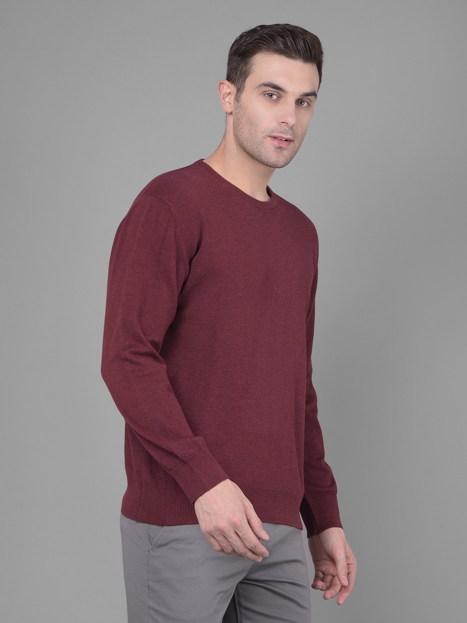Crimsoune Club Maroon Cotton Regular Fit Sweater
