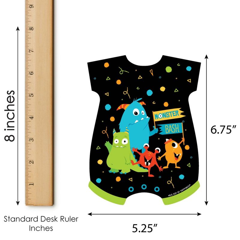 Big Dot of Happiness Monster Bash - Picture Bingo Cards and Markers - Little Monster Baby Shower Shaped Bingo Game - Set of 18