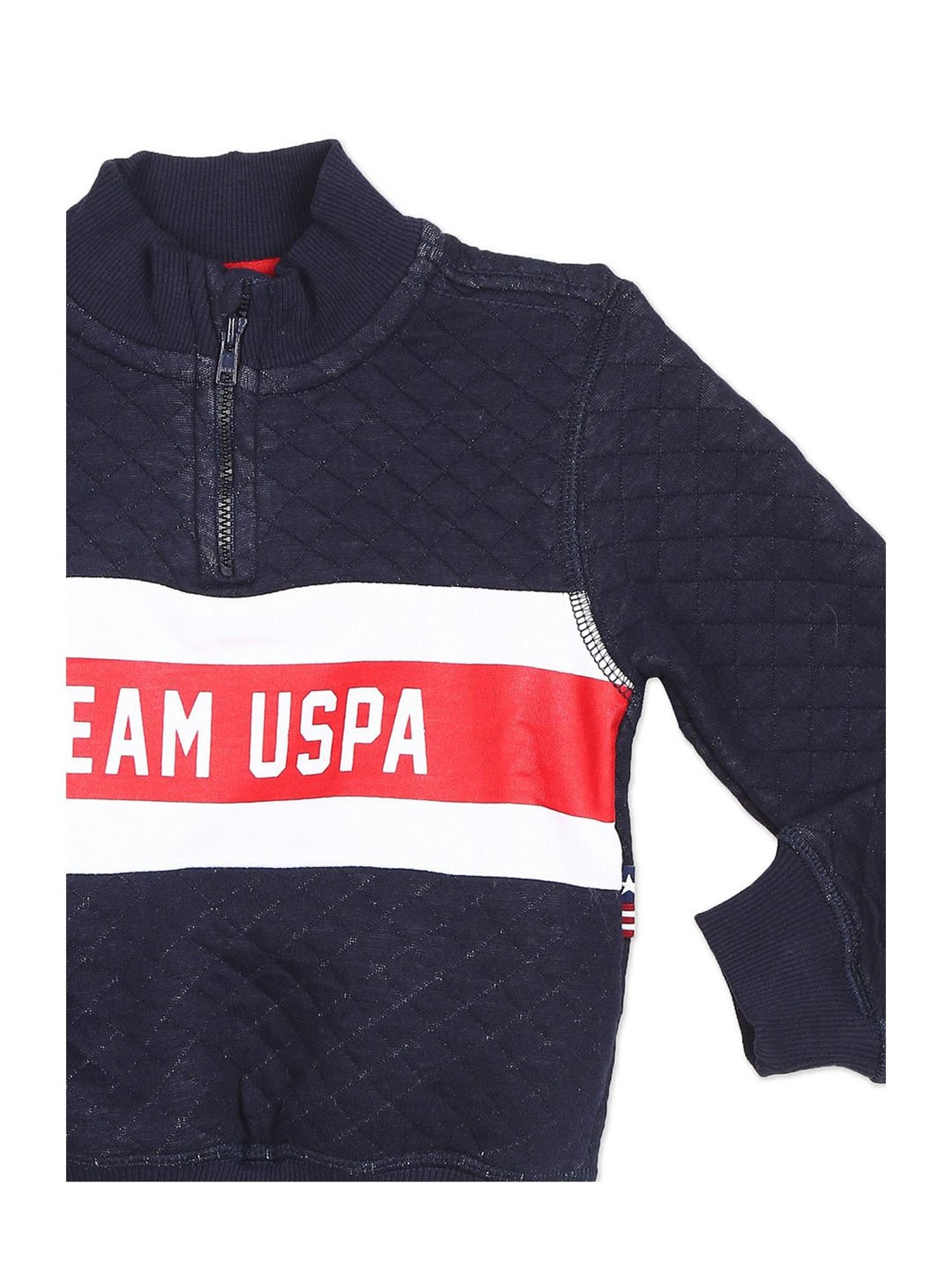 U.S. Polo Assn. Kids Navy Printed Full Sleeves Sweater