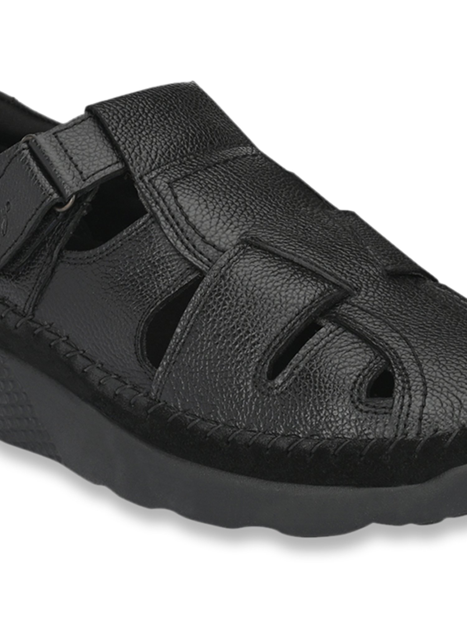 Delize Men's Black Fisherman Sandals