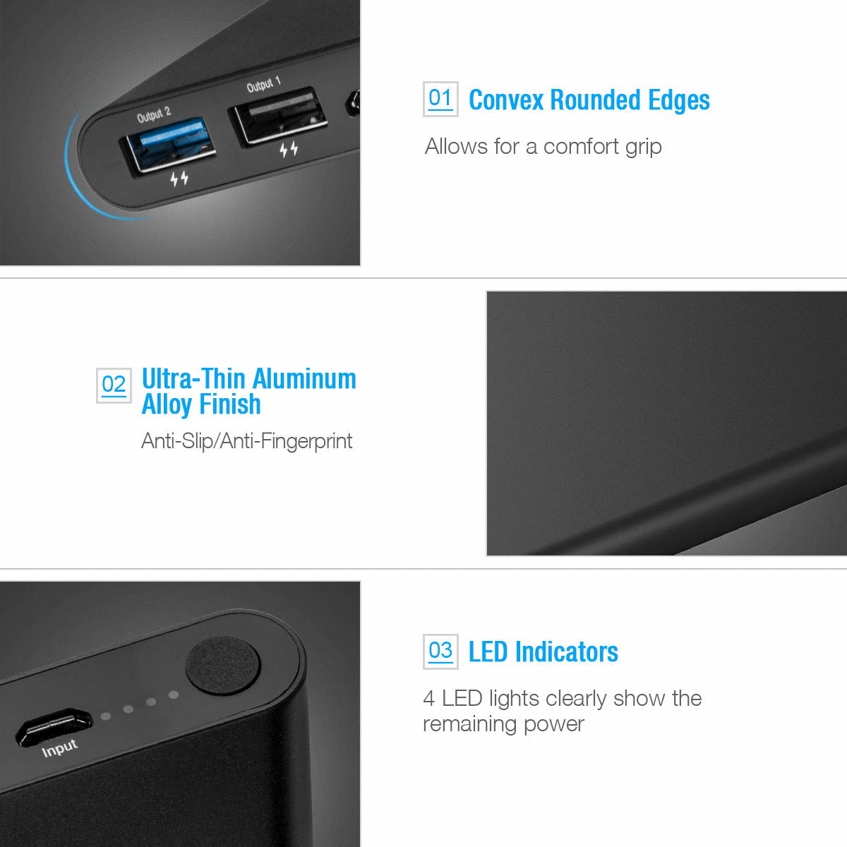 FirstPower Power Bank Portable Battery Charger 10,000 mAh  2A 5V  for Tablet PC, Gaming Device, Smartphone, MP3 Player, Bluetooth Speaker, Bluetooth Headset, e-book Reader