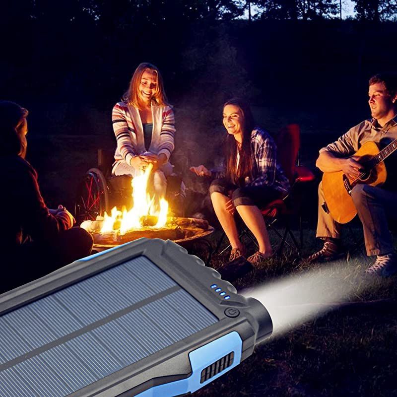 Solar Charger, 25000mAh Portable Solar Power Bank Waterproof External Battery Powerd Pack Dual 2.1A USB Port,Solar Phone Chargers with Flashlight for iphone,android,cell phone,Electronic Devices