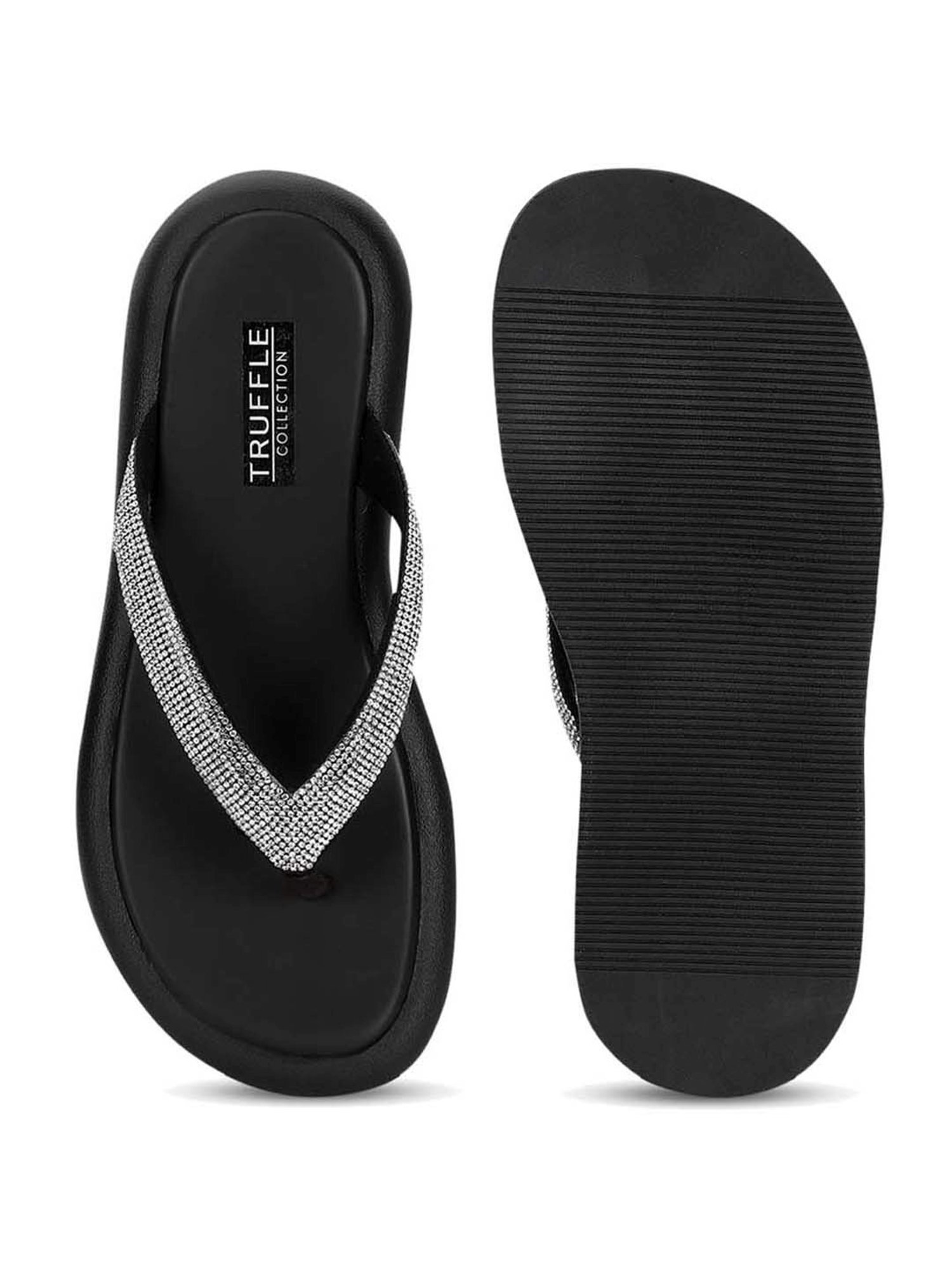 Truffle Collection Women's Black Thong Sandals