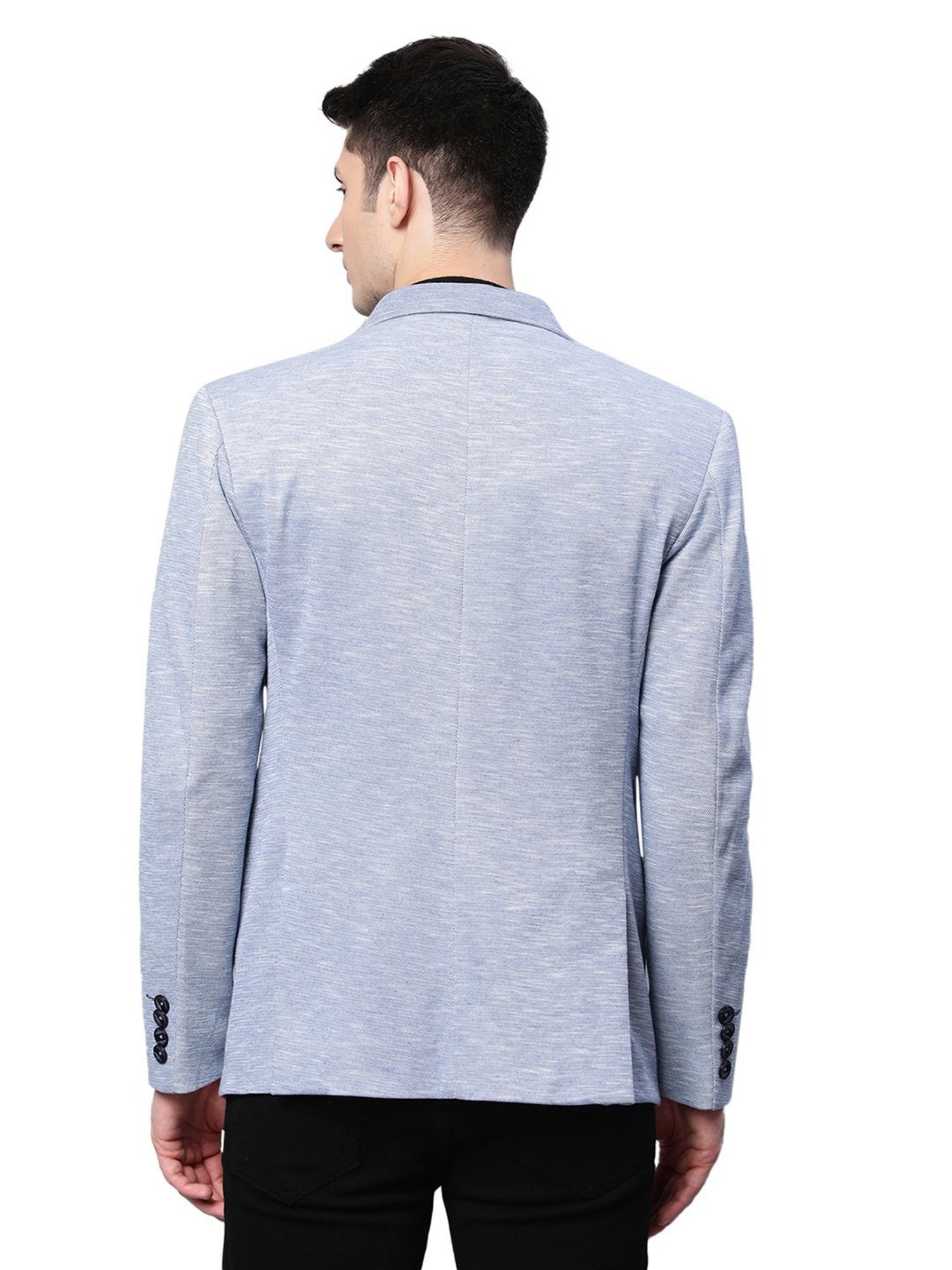 Global Republic Sky Blue Regular Fit Notch Lapel Blazer