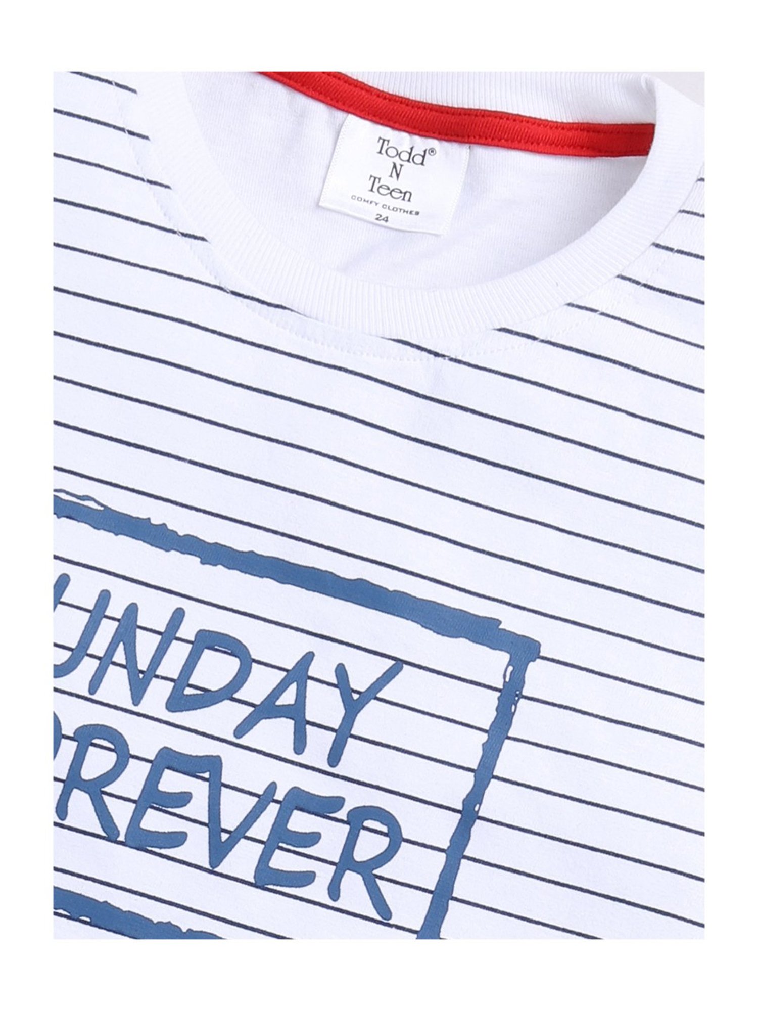 Todd N Teen Kids White & Navy Printed T-Shirt With Shorts
