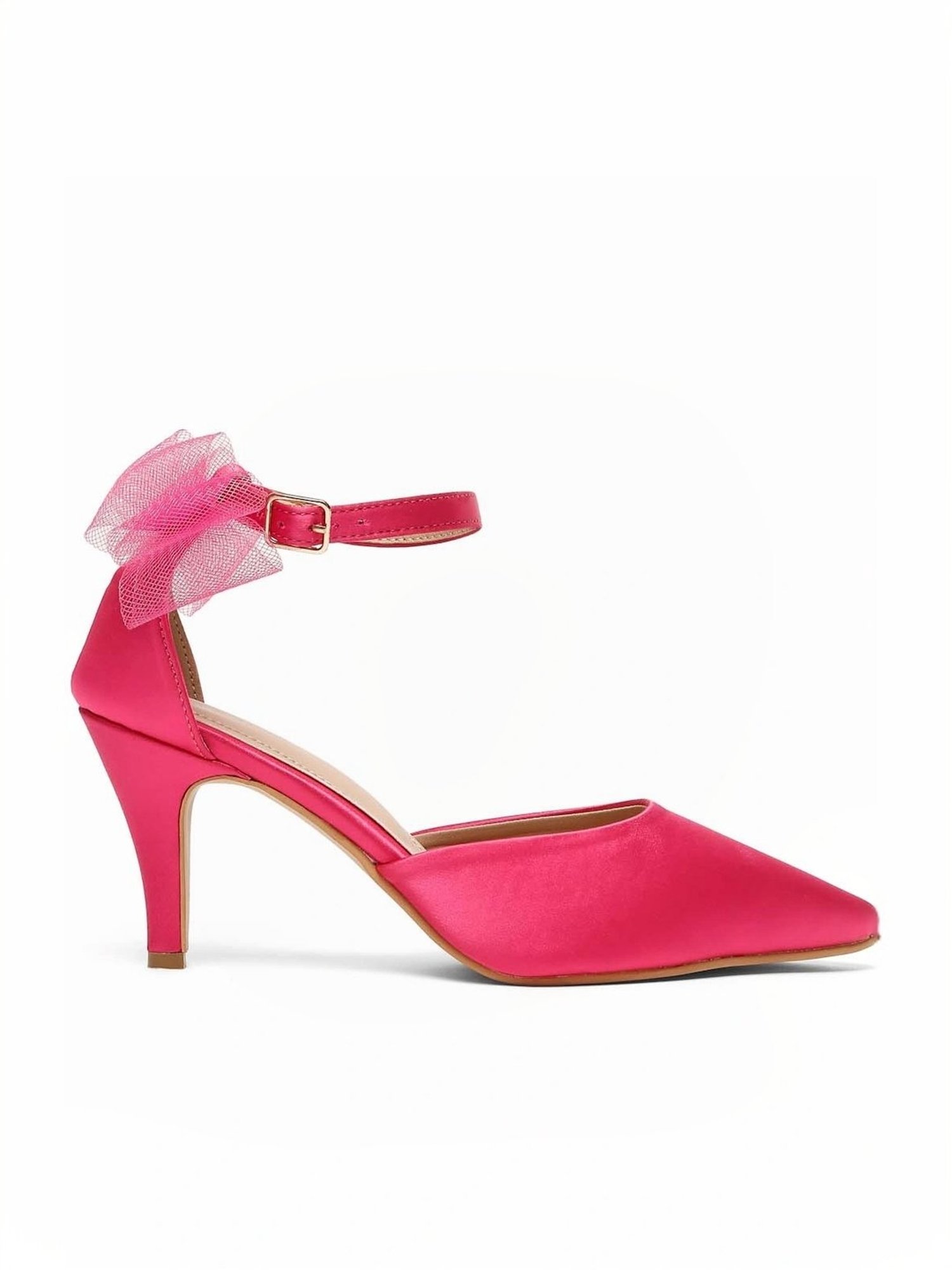 Flat N Heels Women's Pink Ankle Strap Stilettos