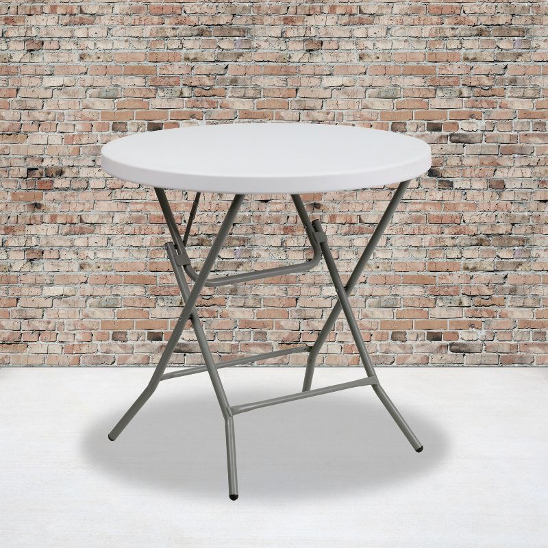 Flash Furniture 2.63-Foot Round Granite White Plastic Folding Table