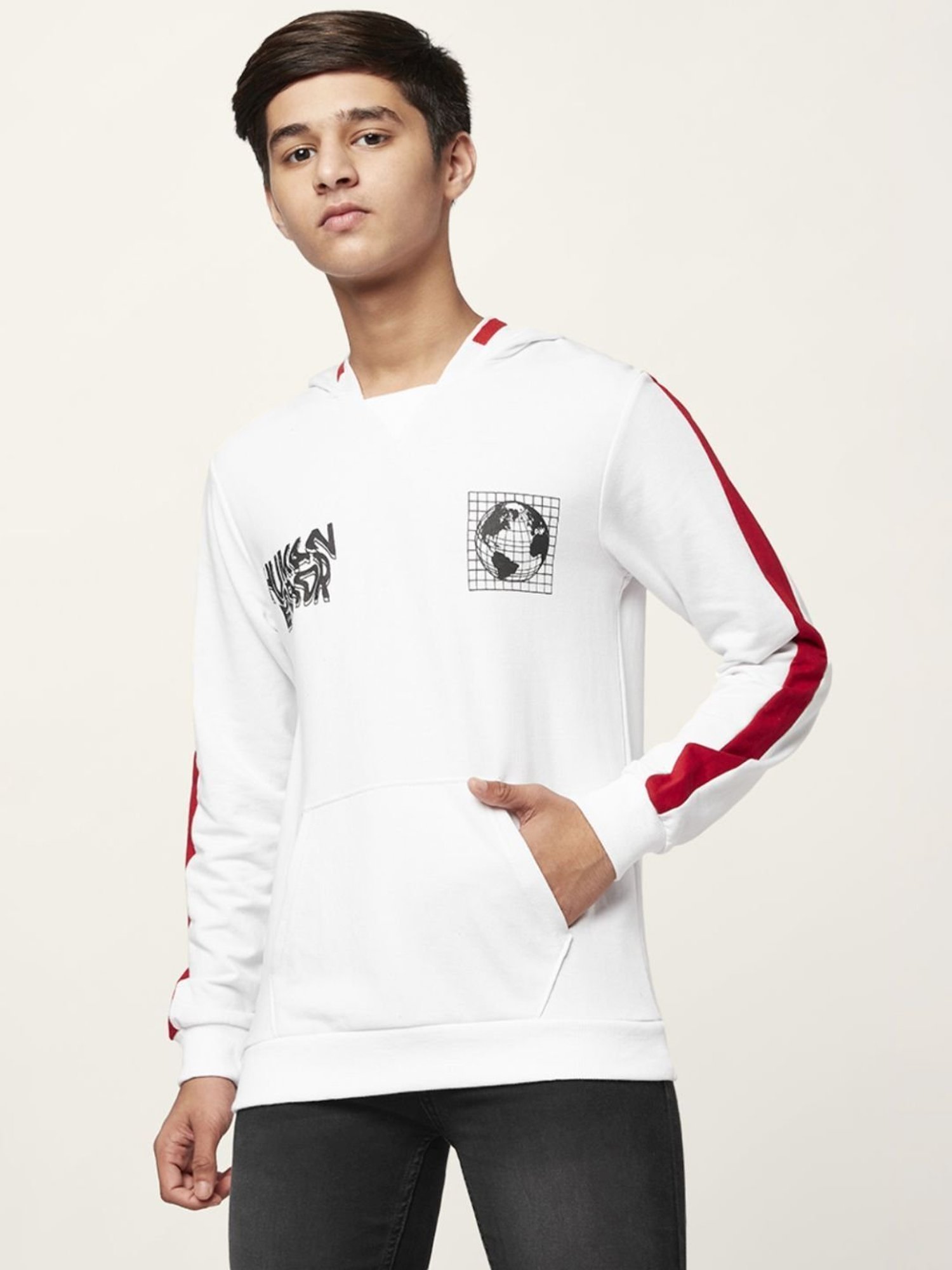 Coolsters by Pantaloons Kids White Cotton Printed Full Sleeves Sweatshirt