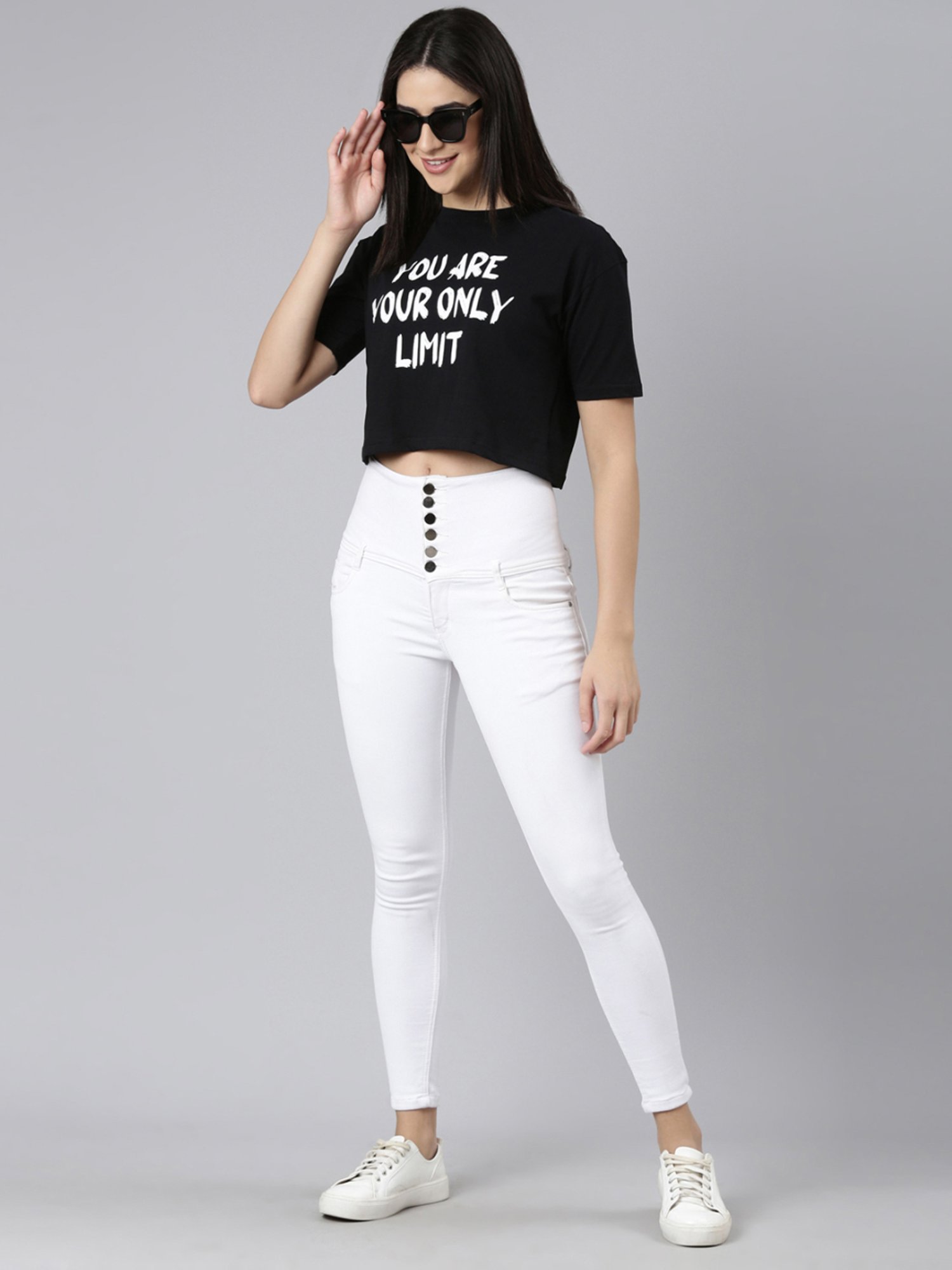 Kryptic Pure Cotton Printed Drop Shoulder Oversized Crop T-Shirt