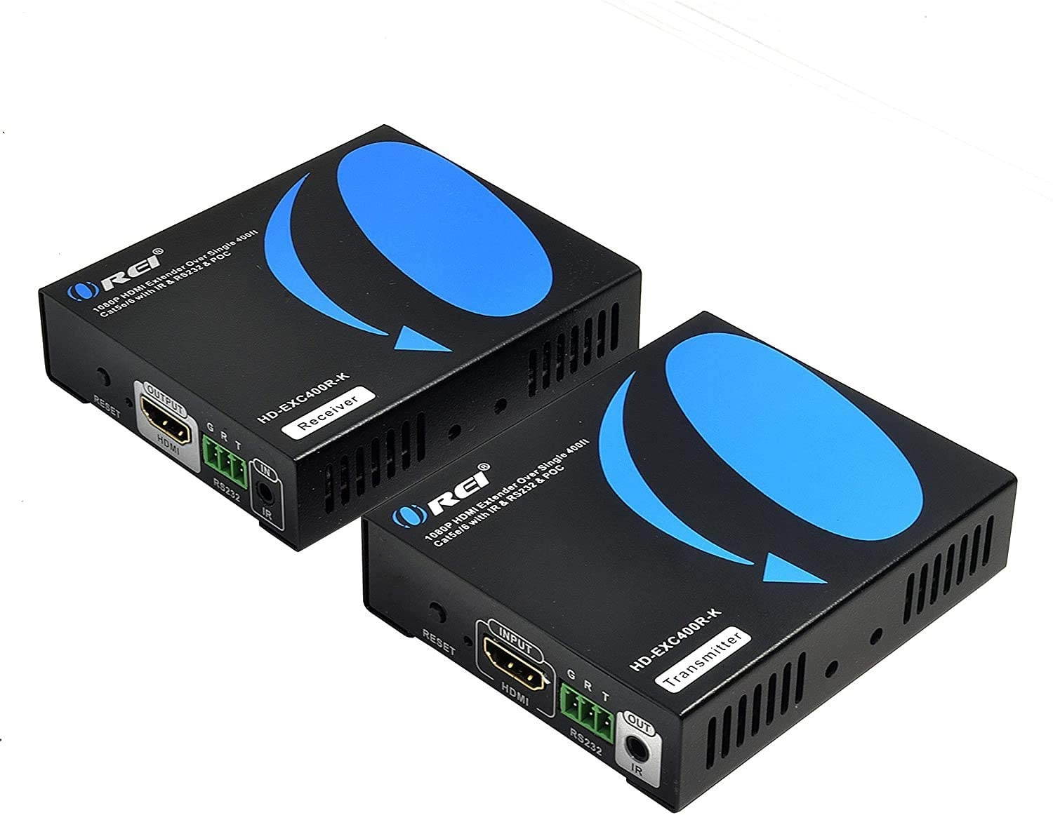 OREI HDMI Extender Over Single CAT5e/CAT6 Cable One to Many 1080p RS-232 with IR Remote - Up to 400 Ft - ProLNK Tecnhology - Power Over Cable