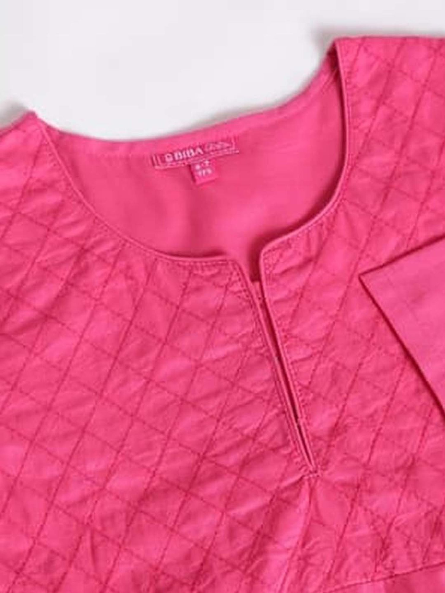 Biba Kids Pink & Blue Regular Fit Kurta Set