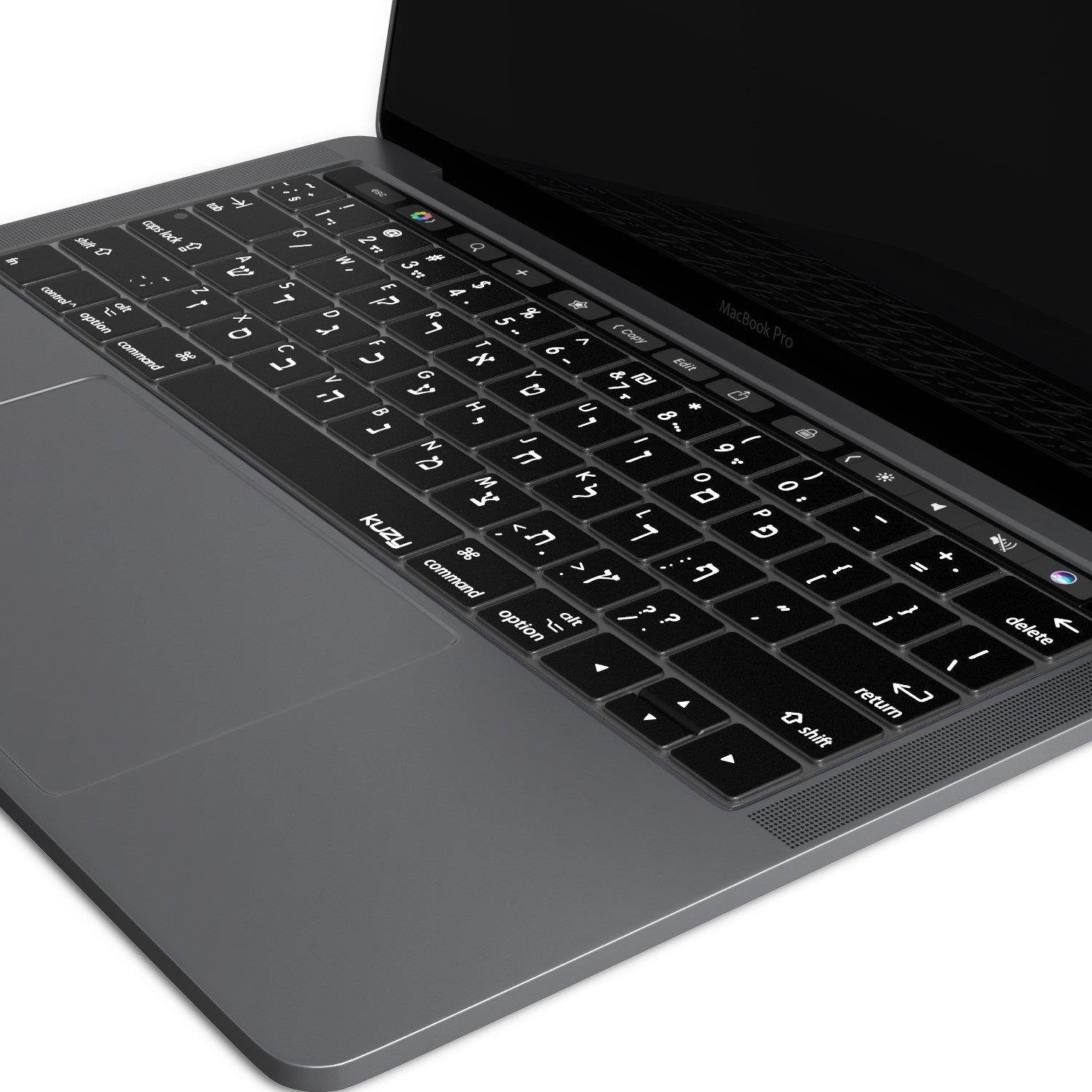 Kuzy - Hebrew Keyboard Cover for New MacBook Pro with Touch Bar 13 or 15 inch (A1989 A1990 & A1706 A1707) Release 2018 2017 2016 Silicone Skin - Hebrew/English