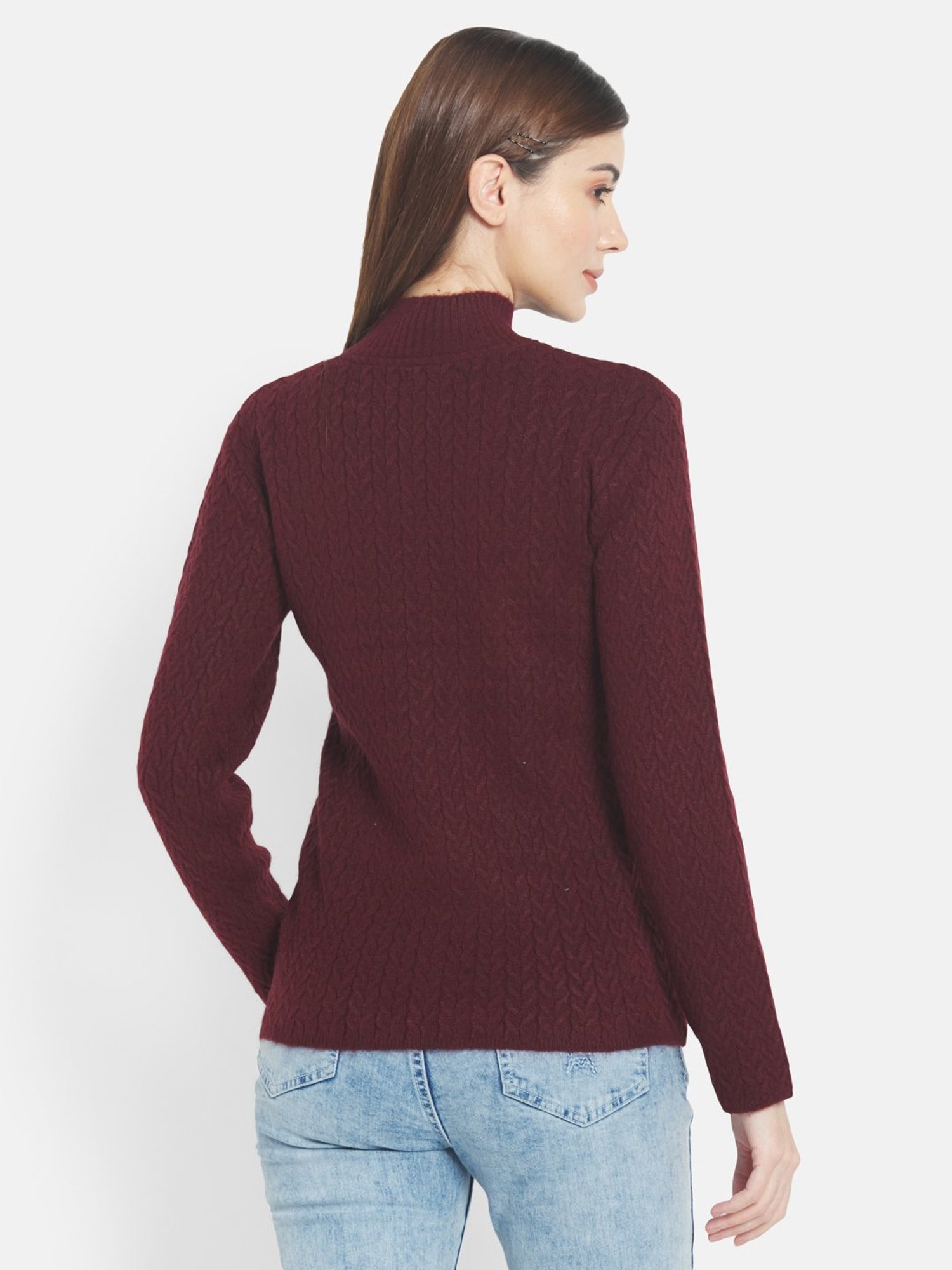 METTLE Maroon Self Pattern Pullover