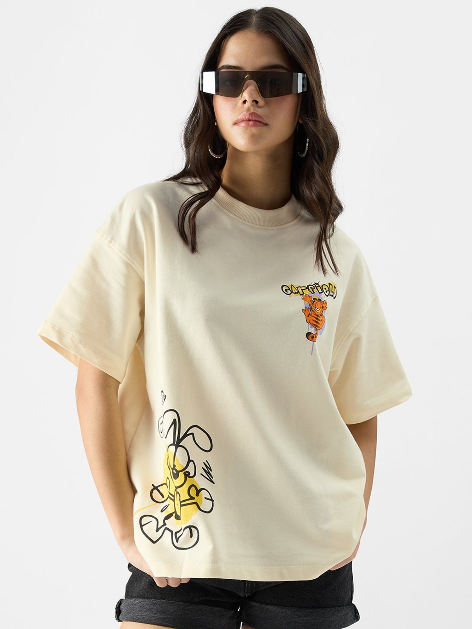 The Souled Store Off-White Cotton Printed T-Shirt