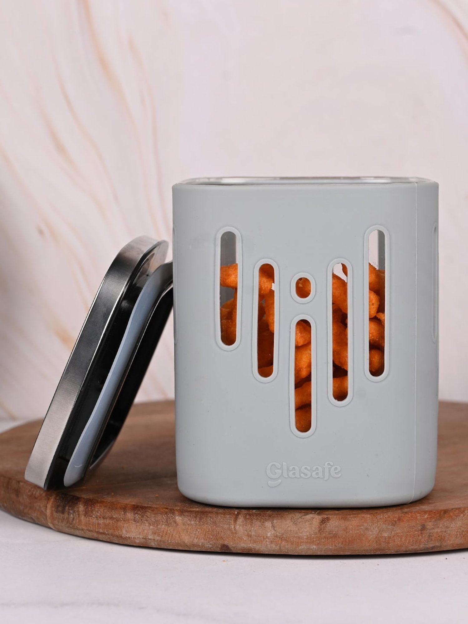 Glasafe 'O' Grip Slate Grey Borosilicate Container (600ml)