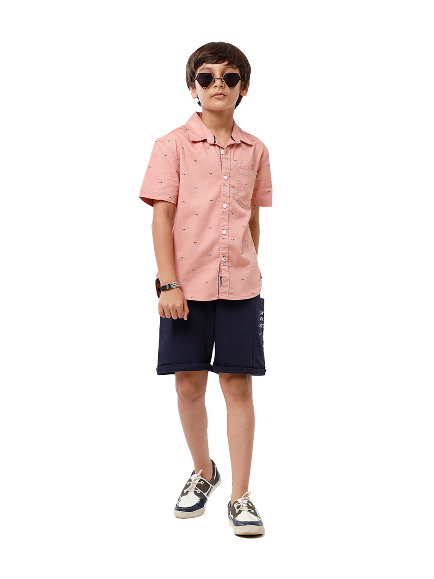 Under Fourteen Only Kids Peach Printed Shirt