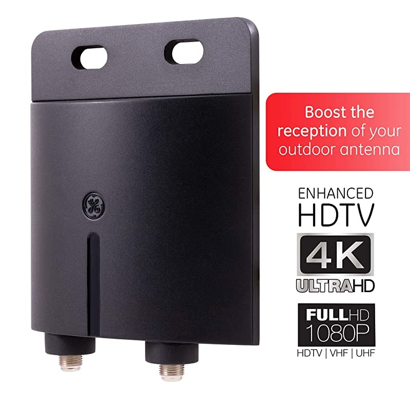 Pro Outdoor TV Antenna + Outdoor Antenna Amplifier, Long Ran Antenna, Attic Mount, Hardware Included, Digital HDTV 4K 1080P VHF UHF, Low Noise Signal Booster