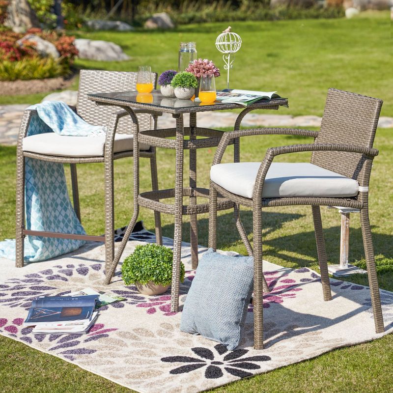 3pc Patio Bar Set Cream - Patio Festival