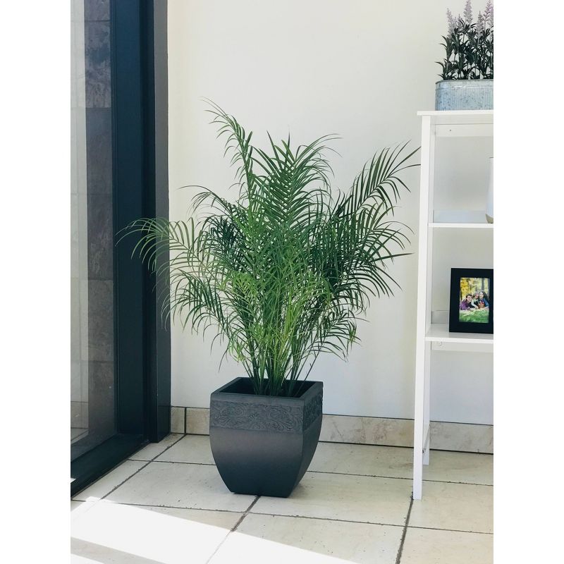 12.2" Kante Lightweight Traditional Square Planter Charcoal - Rosemead Home & Garden, Inc.