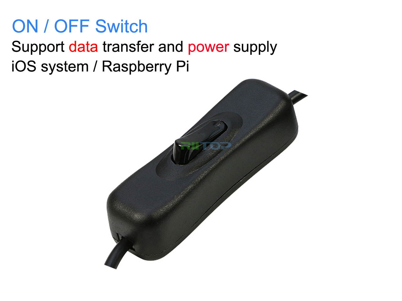 RIITOP USB Switch On Off Data and Power Extension Cable Adapter 3ft For iOS System, Raspberry Pi (2Pack)
