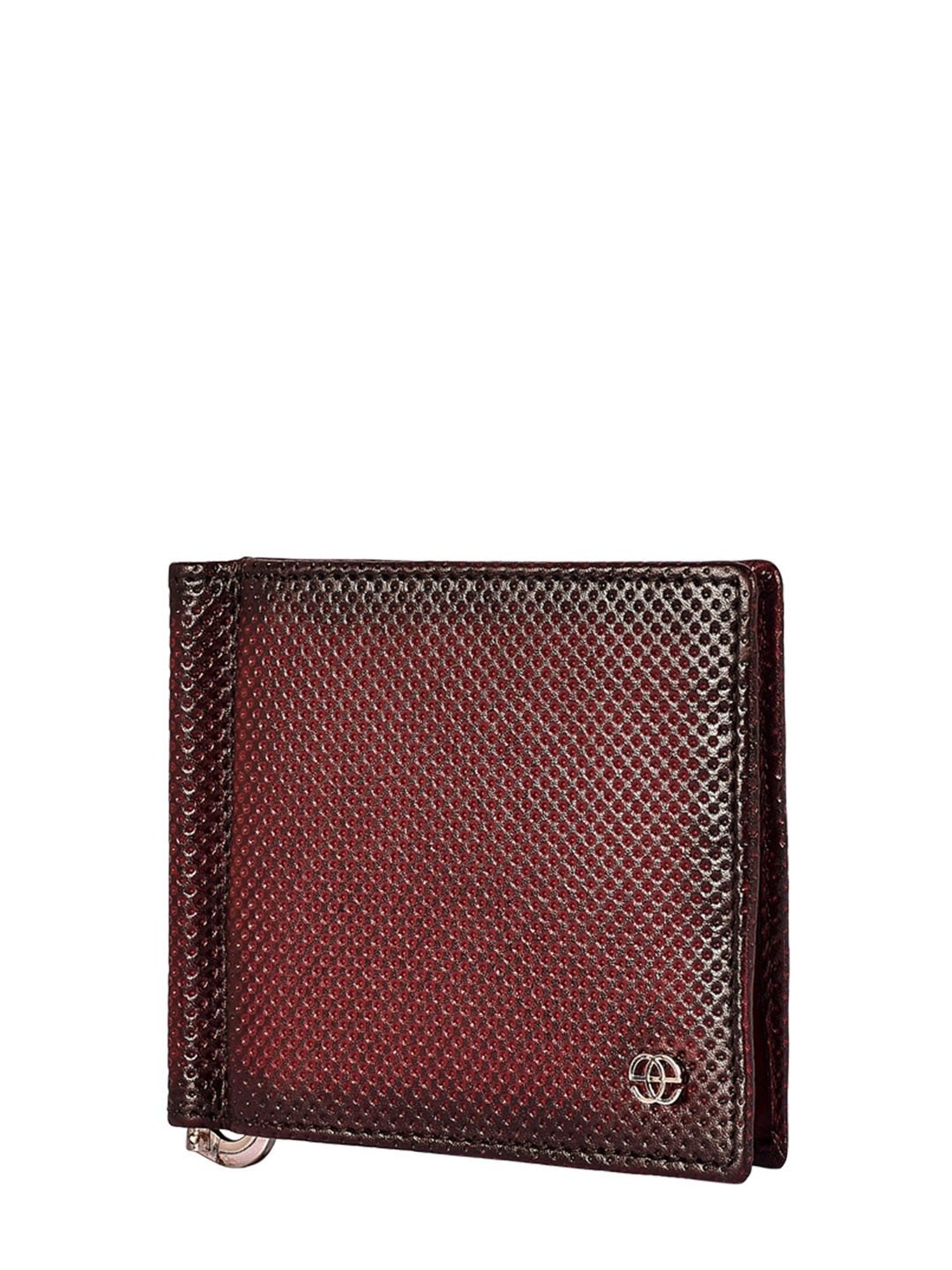 Eske Maroon Textured Money Clip Wallet for Men