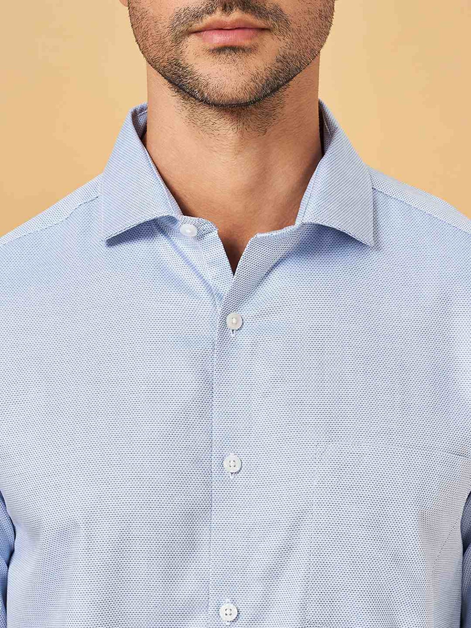 Peregrine by Pantaloons Ultramarine Cotton Regular Fit Texture Shirt