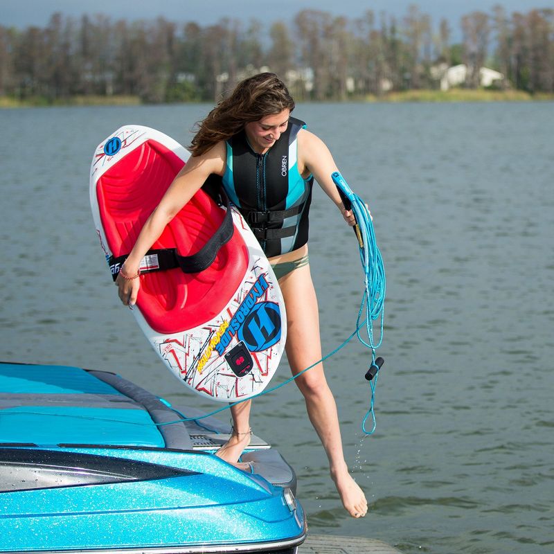 Hydroslide Revolution Adult Water Sports Towable Boating One Size Fits All Kneeboard with Handle & Hydro Hook Tow Point, White