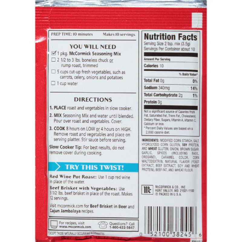 McCormick Slow Cookers Savory Pot Roast Seasoning - 1.3oz