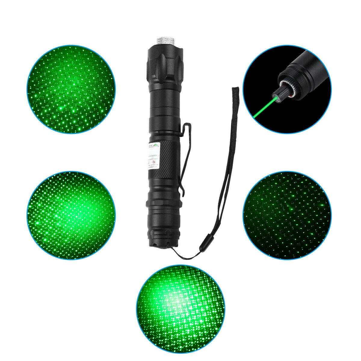 Green Laser Pointer High Power Visible Beam + Star Cap + 18650 Battery