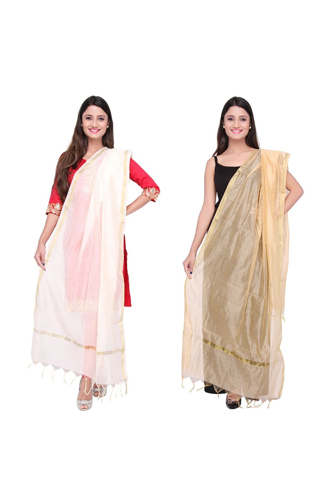 Dupatta Bazaar Multicolored Dupatta - Pack of 2