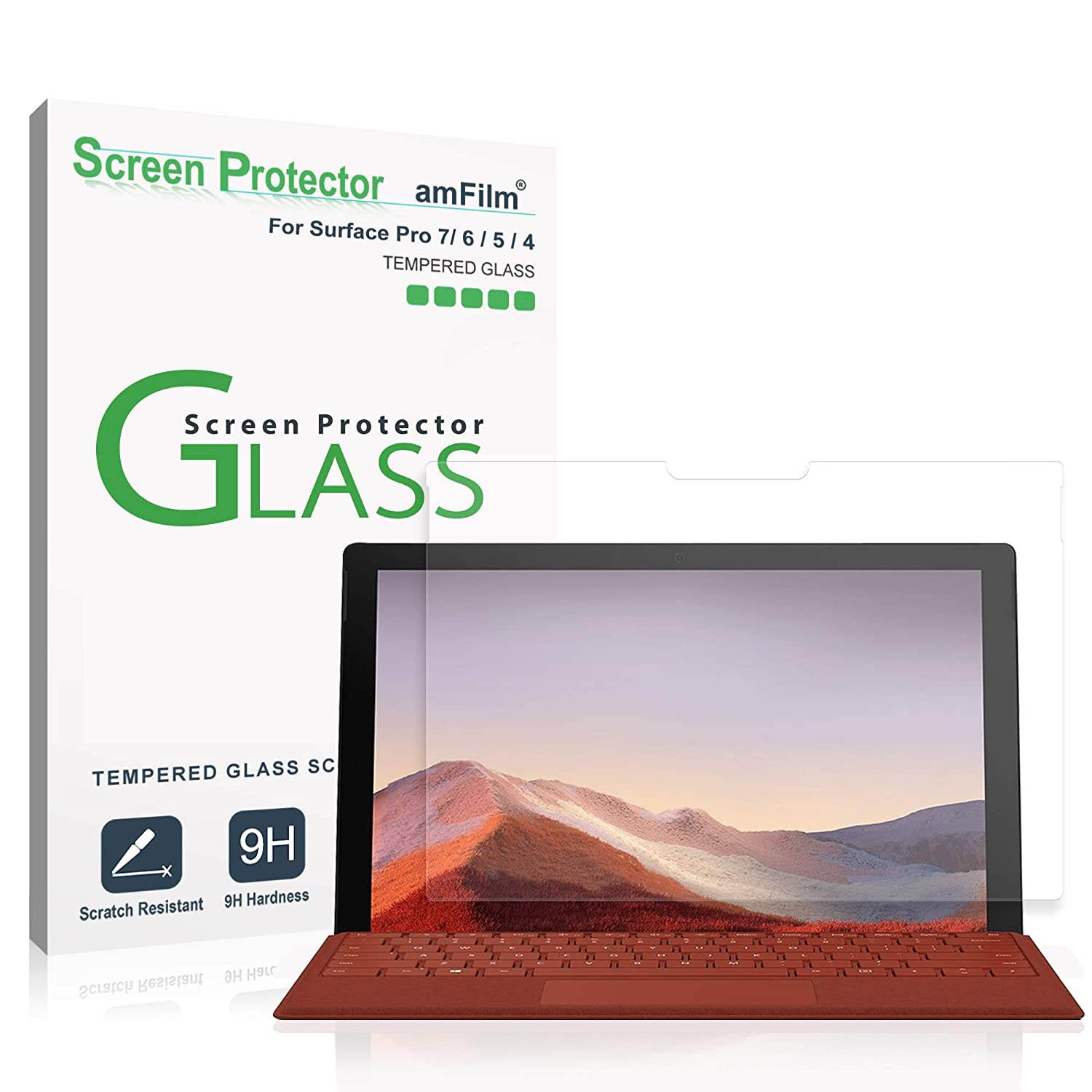 amFilm Glass Screen Protector for Microsoft Surface Pro 7, 6, 5, 4 Tempered Glass (12.3")