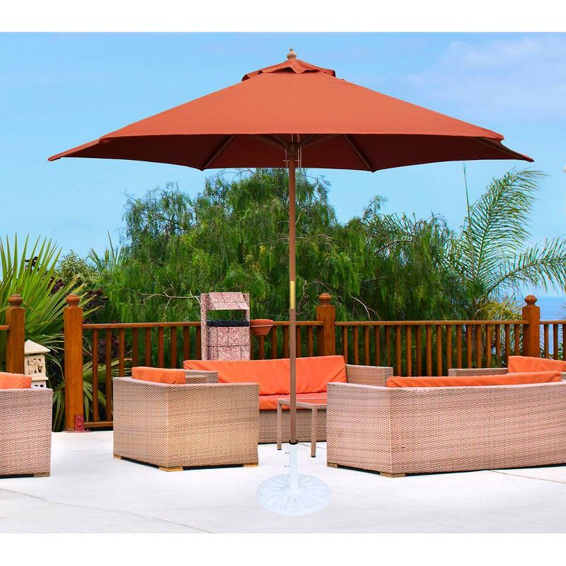 9' Round Wood Patio Umbrella - Rust