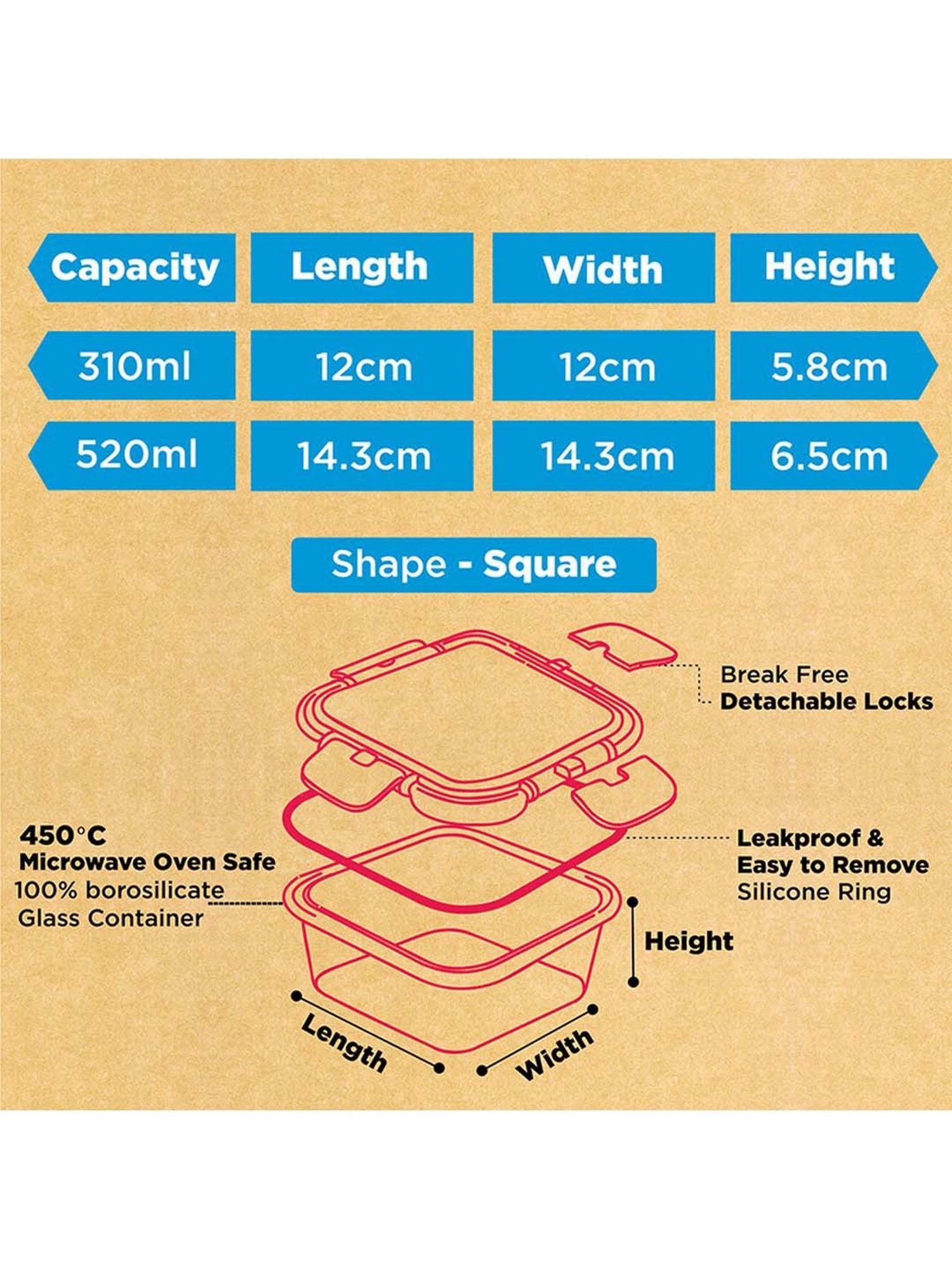 Allo Borosilicate Glass Containers with Lids Microwave Safe Container for Glass Storage Containers