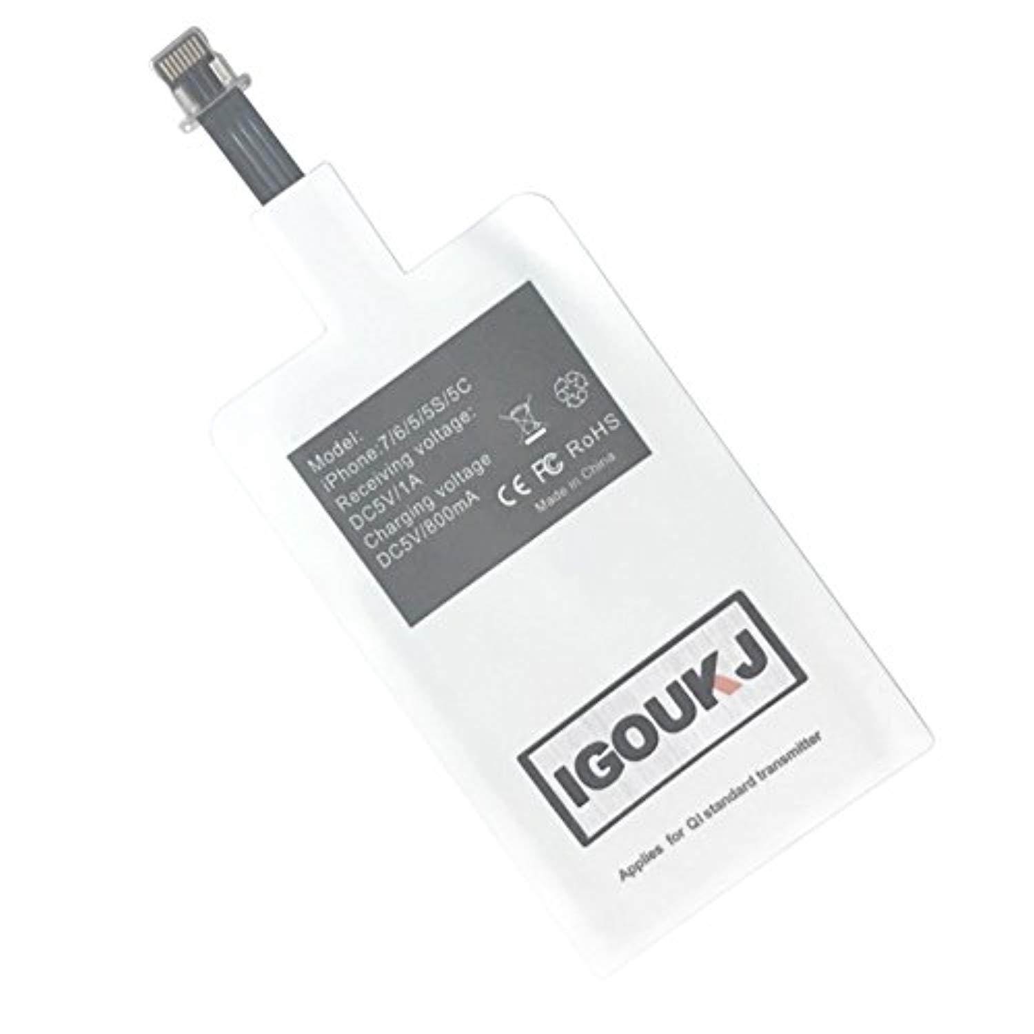 igoukj wireless charger receiver ultrathin qi standard wireless charging receiver patch module for iphone 5 5s 5c 6 6s 7 universal receiver white color for iphone 6 plus 7 plus