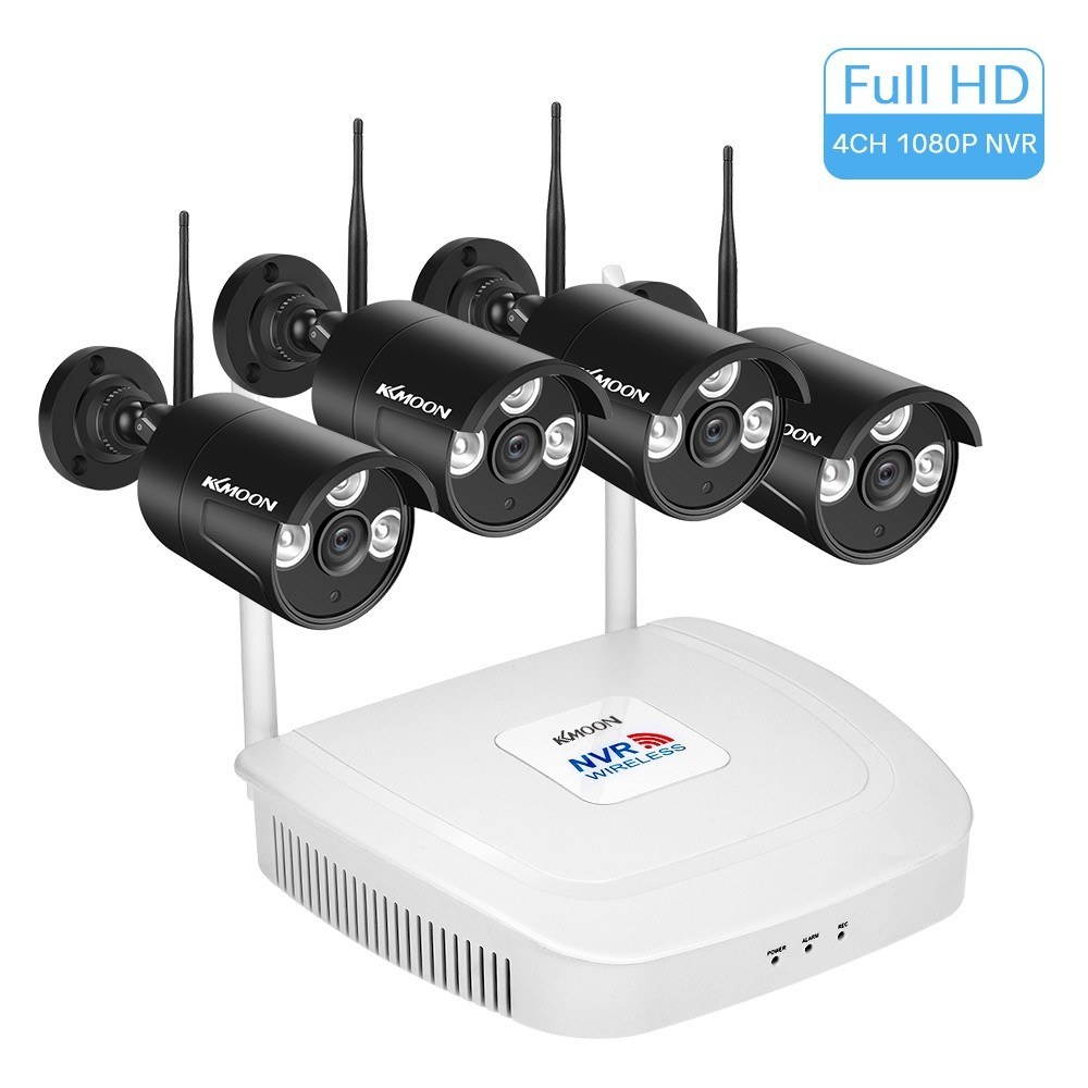 Wireless Home Security Camera System 4 Channel 1080P Surveillance NVR with 4pcs Waterproof 2MP Wireless