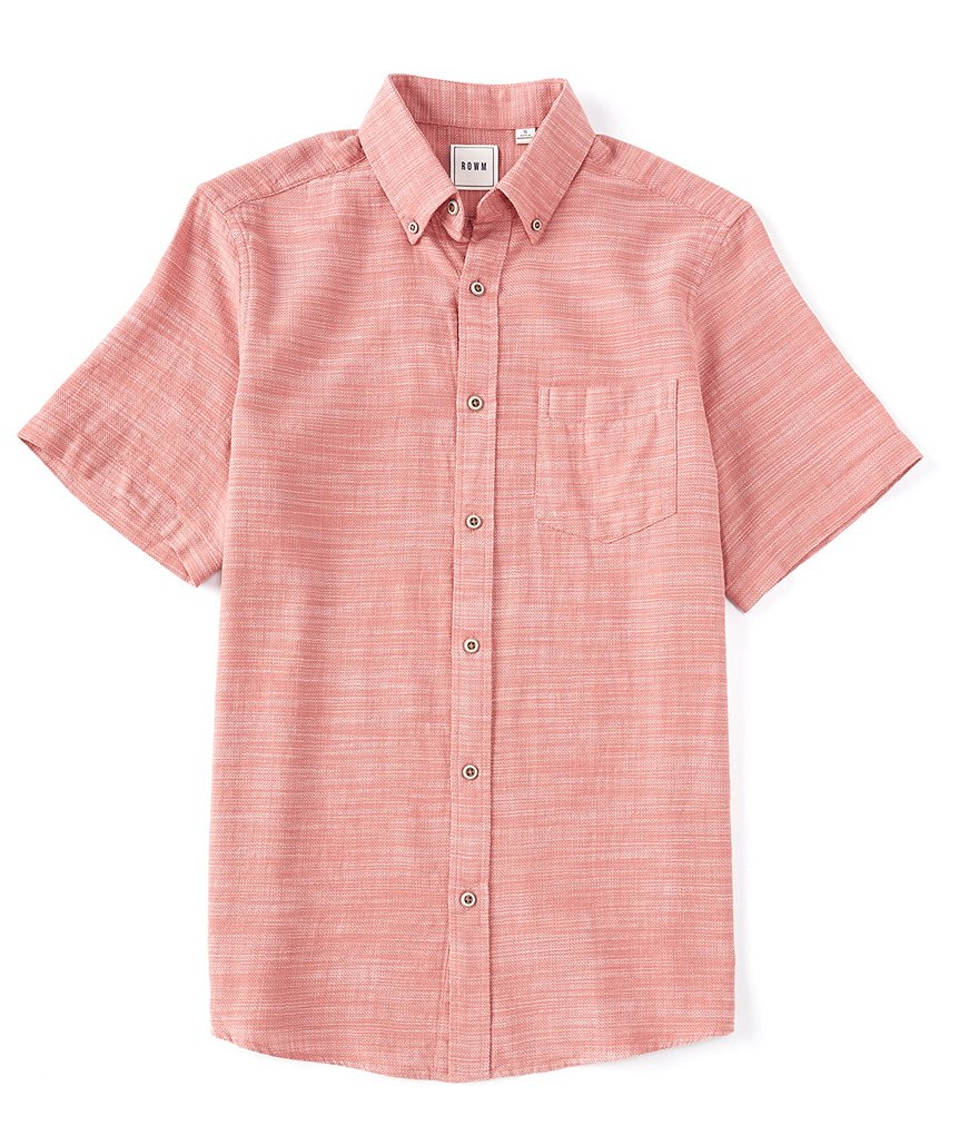 Rowm Short-Sleeve Solid Textured Sportshirt