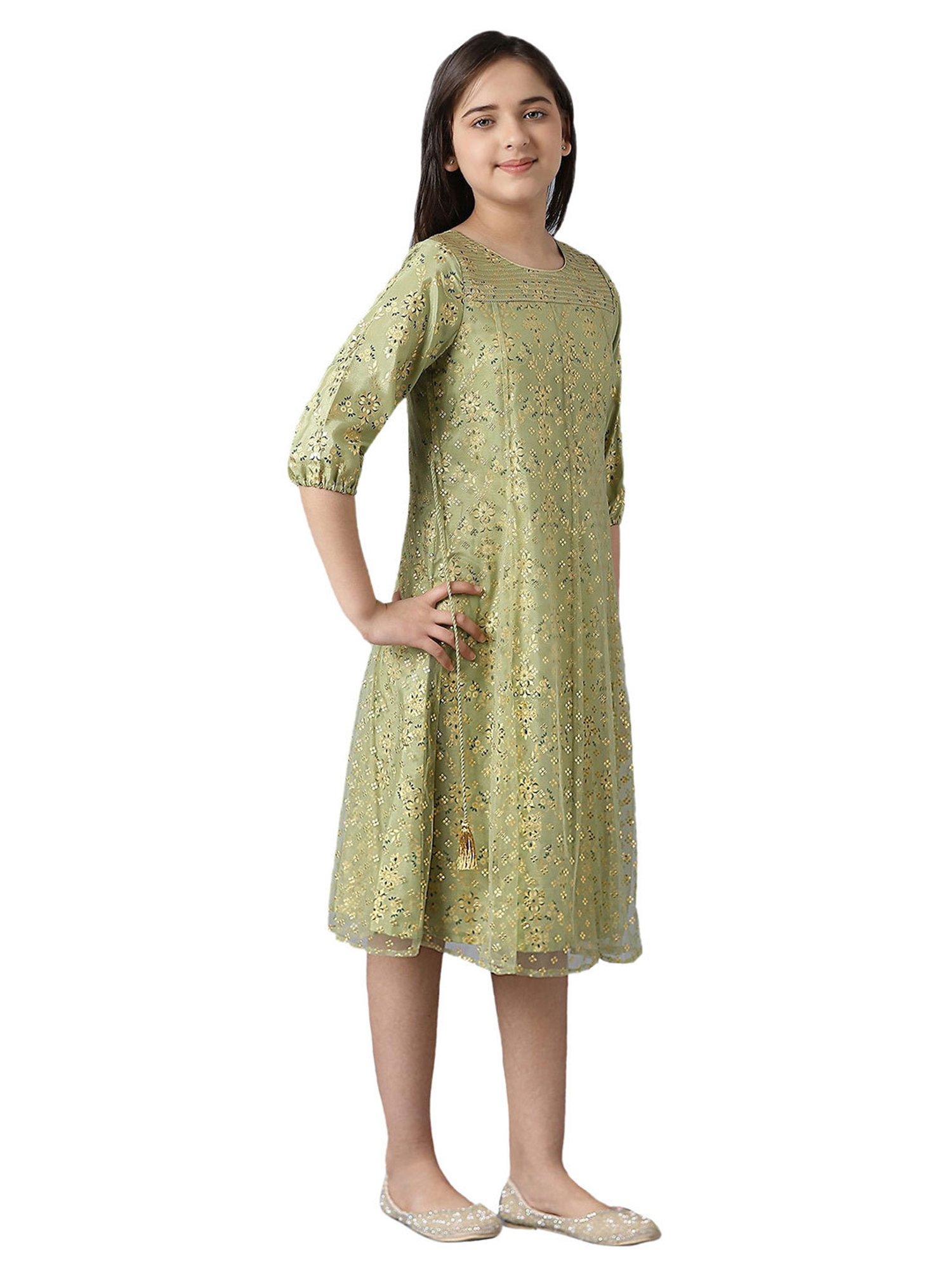 Aurelia Kids Green Floral Print Dress