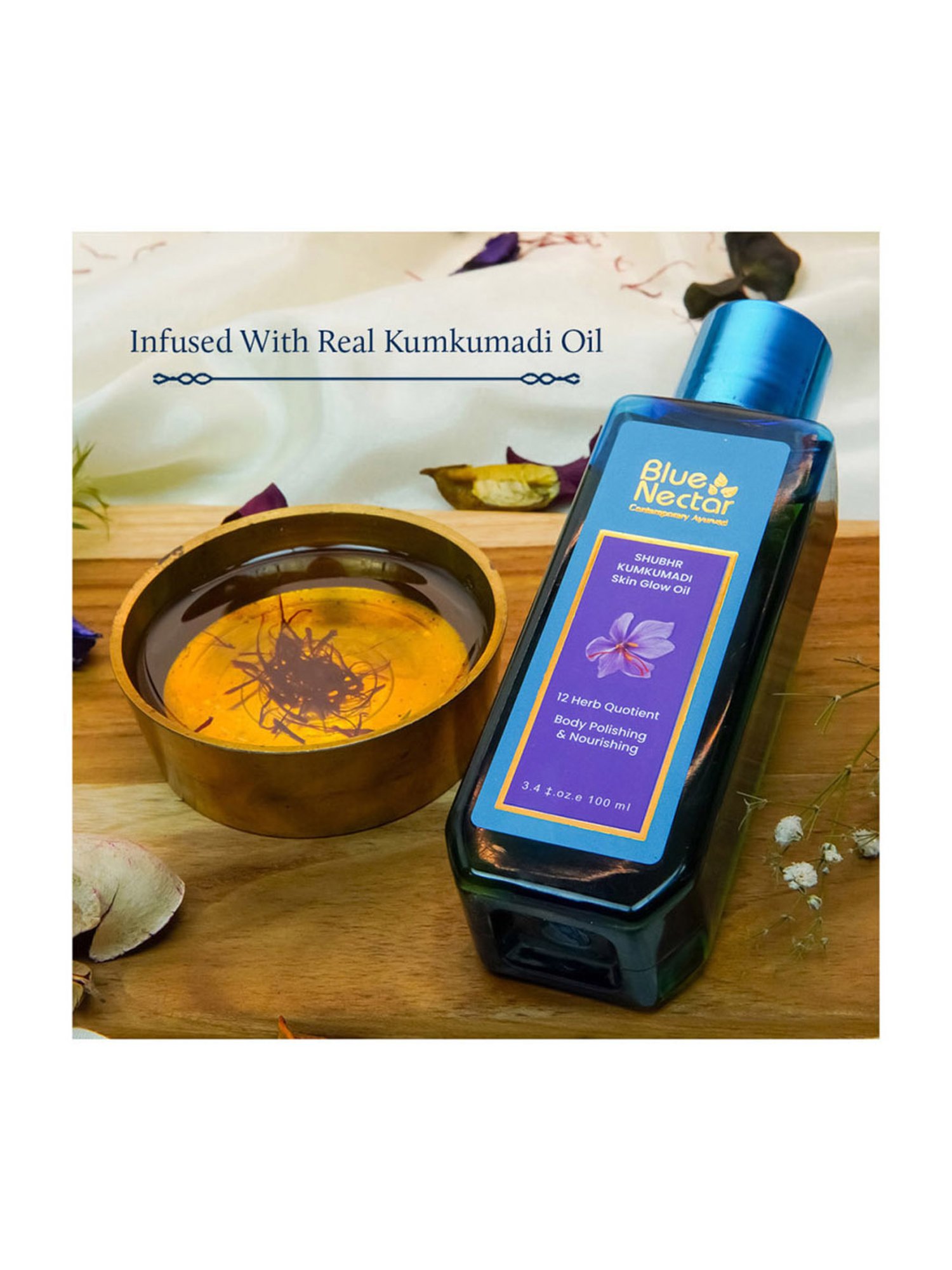 Blue Nectar Shubhr Kumkumadi Skin Glow Oil - 100 ml